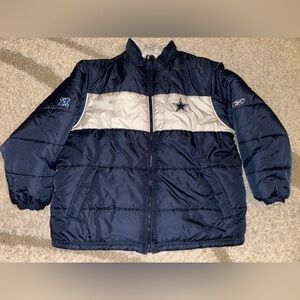 Vintage Dallas Cowboys NFL football reversible puffer jacket coat  2XL Reebok